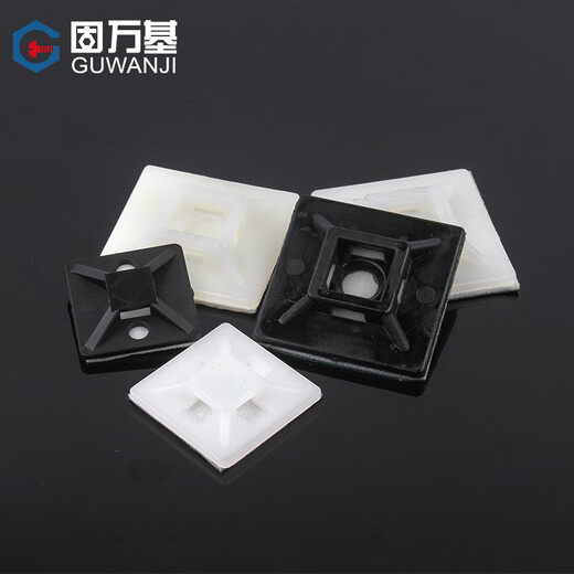 Guwanji nylon cable tie holder with glue self-adhesive cable manager without punching positioning piece 3M adhesive suction cup holder black HS-101 (M3 glue) 100 pieces