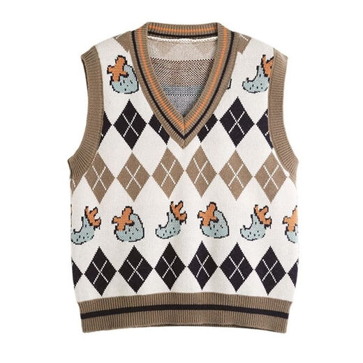 
Commander Bear knitted vest wears a new female-sex sweater fat mm knitted wears a loose horse clip lazy style black 9901 single-piece vest 5XL size 200-230Jin [Jin equals 0.5 kg]