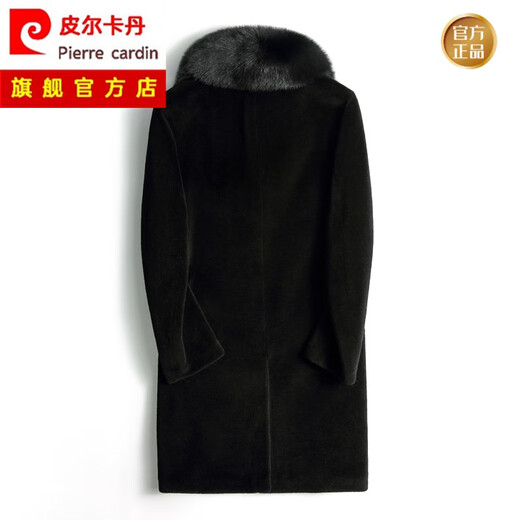 Pierre cardin genuine leather jacket men's mid-length sheep fur coat fox collar sheep fur fur coat color 97184 XL/175