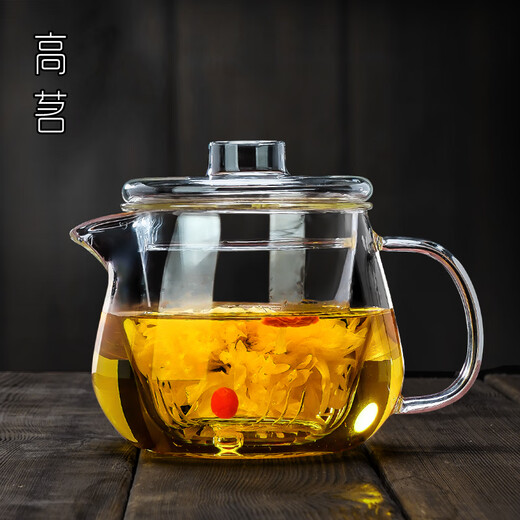 Gaoming glass teapot thickened high temperature resistant penguin teapot household filtered floral teapot tea water separation teapot