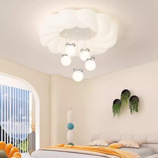 Morisan 2024 new full spectrum French cream style bedroom ceiling lamp simple modern balloon study main bedroom lamp M231012-50CMC white infinite remote control-support Tmall smart