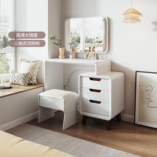 Quanyou Home Modern Simple Bedroom Makeup Mirror Dressing Table Small Apartment Bedside Storage Cabinet Makeup Table