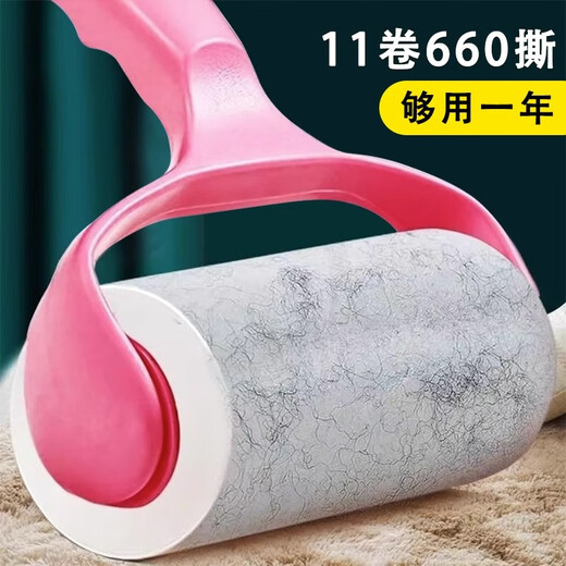 Lint sticky roller, removable dust paper roller brush, suction hair removal brush, clothes sticky felt hair sticky roller, replacement roll paper, 1 handle + 12 rolls of paper, strong adsorption, 720 tear