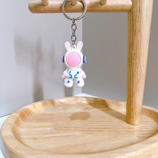 [Space Rabbit] Cartoon Keychain Cute Astronaut Rabbit Car Pendant Internet Celebrity Package Hanging Keychain Three-piece Set of Color Random One Pack