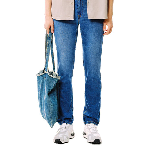 NetEase carefully selects 25 new products, Shu stretch master men's jeans, plus velvet, straight, skin-friendly, breathable, non-stuffy, wear-resistant, basic and versatile, C style - light and retro style - denim light blue 30 (M)