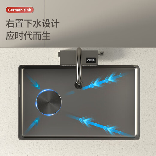 Jomoo sink under counter digital display Raindance kitchen sink basin handmade sink 304 stainless steel thickened large single tank 60*40 under counter digital display Raindance-luxury package