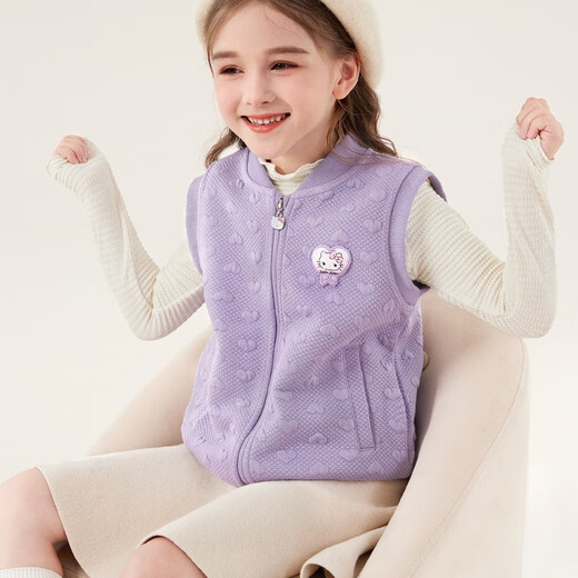 Hello Kitty children's vest for spring and autumn outer wear 2025 new style girls' knitted vest autumn and winter base for baby to wear inside and keep warm pink 140CM