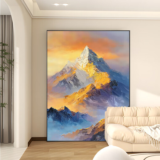 
Yitu hand-painted oil painting entrance living room decoration painting study office vertical version good meaning light luxury sofa dining room hanging painting Rizhao Jinshan 60*80 black metal frame