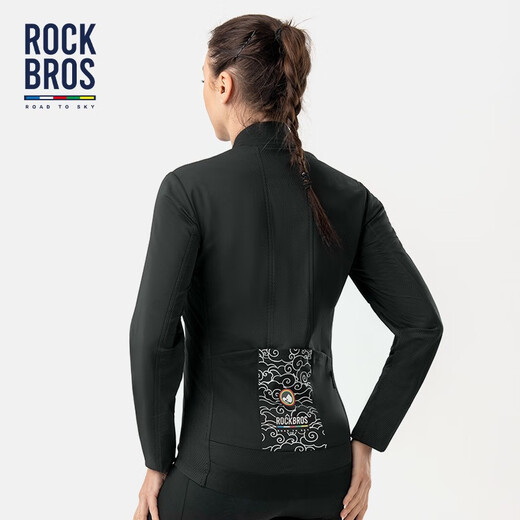 Locke Brothers Cycling Clothes Cycling Road Series Long Sleeve Tops Men's Autumn and Winter Warm Road Cycling Sportswear Black XL