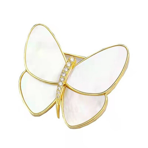 Zhuomai Butterfly Brooch, Exquisite and Temperamental Corsage Pin Accessory Butterfly Brooch, Elegant and High-Level Buckle for Autumn and Winter Butterfly Brooch - Gold and White