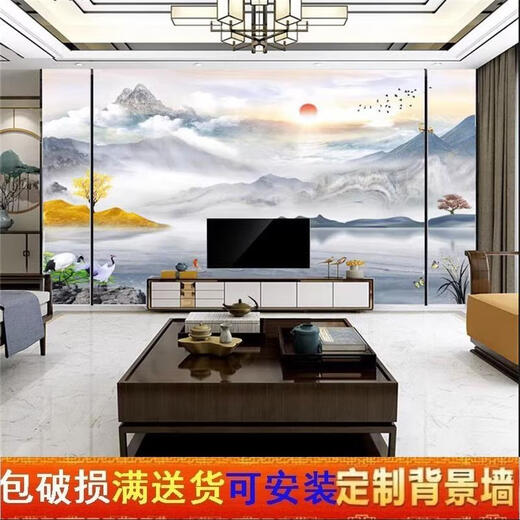 XMSJ定制2024款瓷砖电视背景墙岩板客厅新中式简约微晶石大理石影 岩板微晶面795平方包安装 3895