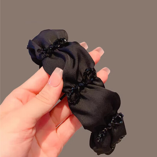 Idel's high-end black satin pleated rhinestone headband women's wide-brimmed pleated hairpin 2025 new versatile headband gift satin pleated rhinestone headband F2649