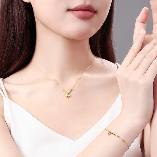 Safir birthday gift 18K gold necklace female love gold bead set chain for girlfriend birthday gift rose gift box