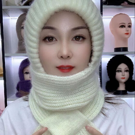 Changyin New Winter Knitted Snow Hat Cycling Warm Mom Fashionable Ear Protection Baotou Hat Women's Hat Scarf All-in-One Hat Elegant Camel