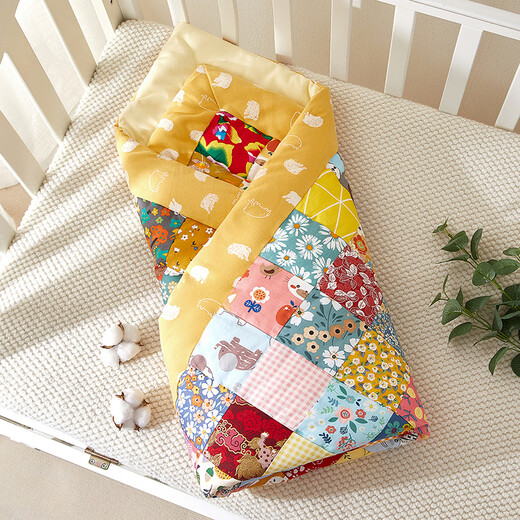 Newborn Baijia Quilt Finished Baby Handmade Pure Cotton Quilt Baby Cuddle Quilt Children's Autumn and Winter Thick Cover Blanket Summer Gong Xi Fa Cai (Removable Autumn and Winter Quilt) 100*100cm