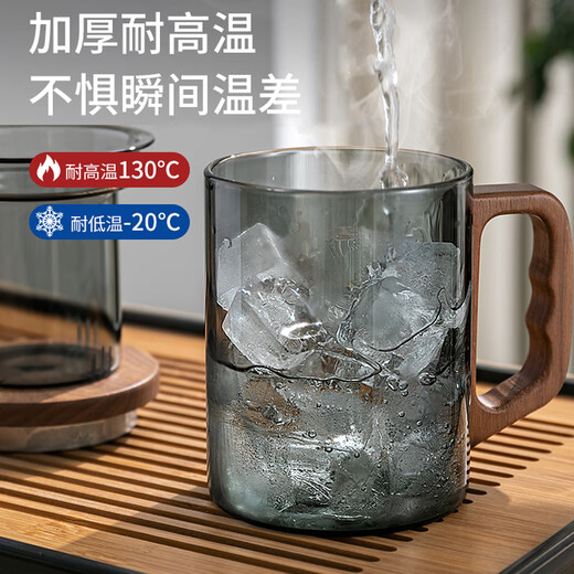 Zhenchu poly bubble tea cup, tea and water separation glass, office tea ceremony, heat-resistant thickened filtered men's high-end water cup, smoke cyan 500ml large capacity tea cup