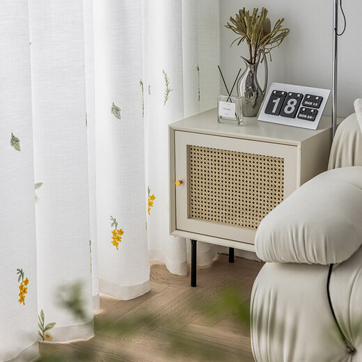 Noro gauze curtain light-proof and opaque embroidered curtain balcony partition living room bedroom bay window screen Nordic ins hook type small flower - four-claw hook style 2 meters wide * 2 meters high / 1 piece