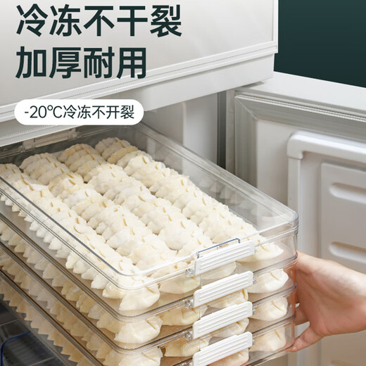 Bobenjia Dumpling Storage Box for Refrigerator Food-Grade Special Freezing Tray for Frozen Dumplings Multi-layer Quick-frozen Storage Box - Short 2-layer (1 Cover 2 Boxes) 160 Dumplings