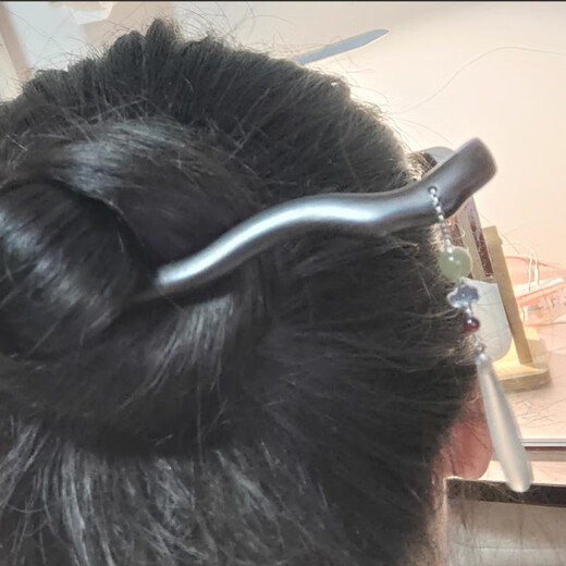 Pei Nanwei wooden hairpin for women, new Chinese style ancient style hairpin, hairpin, hairpin on the back of the head, imitation pearl pendant, step rocking hairpin, 1 green lotus water drop hairpin