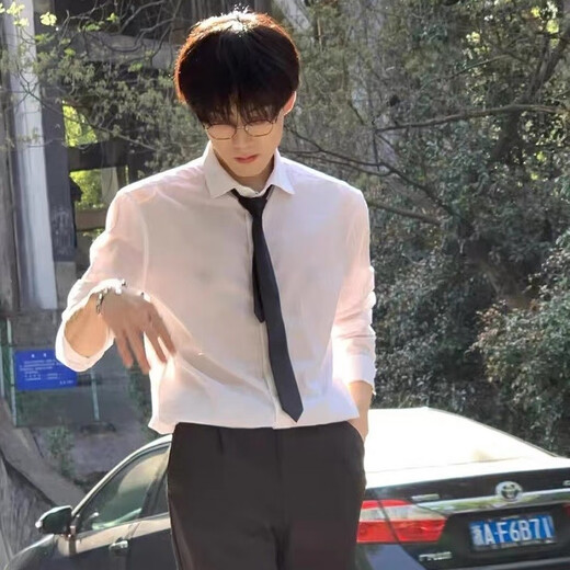 Xinghelai однотонная мужская рубашка с длинными рукавами, легкая, роскошная, деловая, повседневная, быстросохнущая, в гонконгском стиле, тонкая, высококачественная, универсальная, профессиональная белая рубашка белого цвета XL 125-140Jin Jin равна 0,5 кг