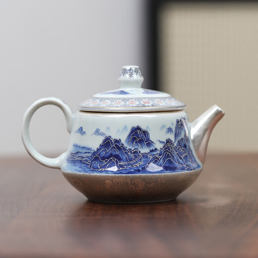 MULTIPOTENT Kung Fu tea set teapot single pot gilt silver Qianlijiangshan teapot Master Zheng Wenqiang's works can be collected