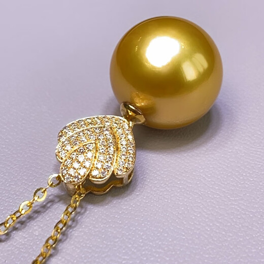 Mohs South Sea Gold Bead Pendant Seawater Pearl Necklace Full Round 18K Gold Diamond Shell Style Gold Beads Rich Gold Pendant 11-12mm
