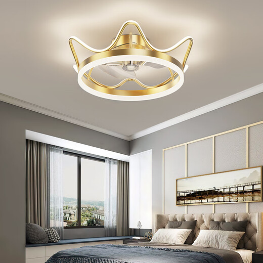 
XMSJ light luxury crystal fan light bedroom ceiling light restaurant modern simple home use Prichi chip Ra97 12033 gold