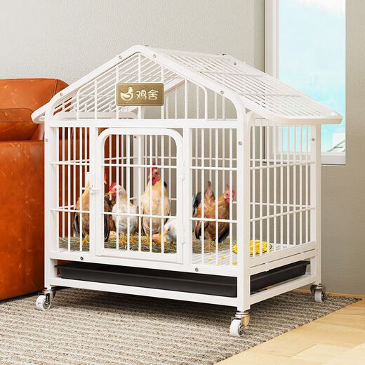Tongrubi Hühnerkäfig, Haushalt, großer Balkon, draußen, ländlicher Hühnerkäfig, Hühnerstall, Hühnernest, Entenkäfig, Gänsekäfig, Outdoor-Zuchtkäfig, Villa, Modell 61*44*653-4 Hühner, weißes Rad + Tablett