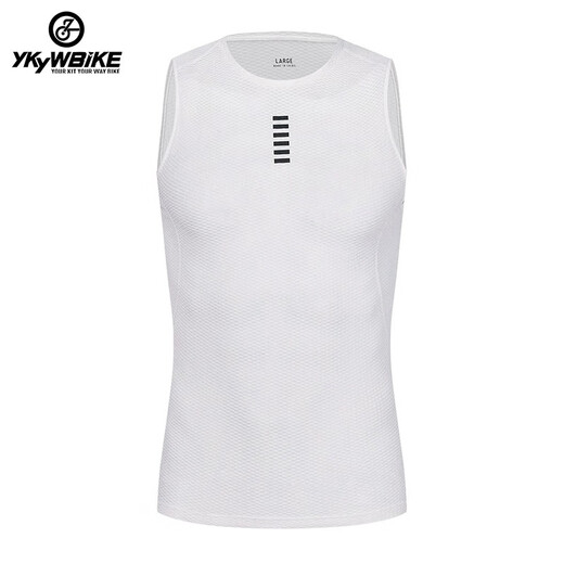 YKYW sweatshirt men's cycling vest summer road mountain bike cycling clothing sweat-absorbent quick-drying breathable bottoming shirt white M