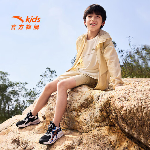 ANTA children's sandals, men's and women's beach shoes, summer Baotou physical education class student sports overbearing frame shoes, black/Anta white/medium blue-1 36, shoe inner length 23cm