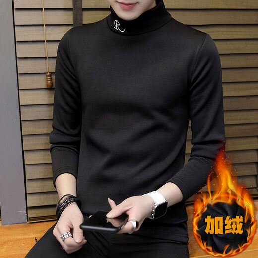 WALF男士长袖T恤秋冬款服男冬季高领加绒加厚男 黑   色 6623小 L/100-115斤
