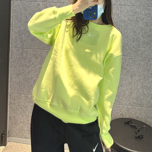 
Nike (Nike) sweatshirt women's autumn and winter outdoor fitness training sportswear plus velvet warm comfortable casual round neck pullover DQ5734-736 electronic green lining plus velvet S