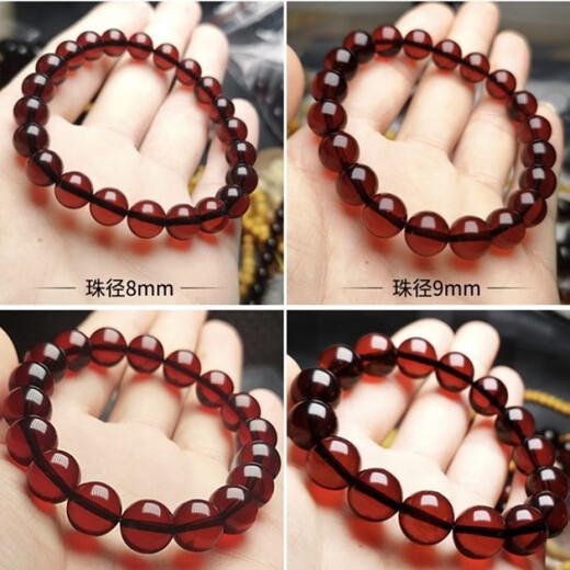 Shi Yuji natural blood amber bracelet for men and women, Burmese amber bracelet, small and atmospheric, unoptimized raw ore gift, blood amber bracelet 12MM*16 pieces, medium wrist for women (with certificate