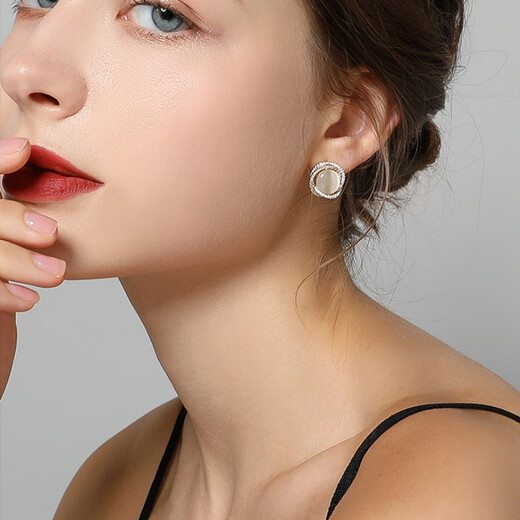 Idel cat's eye stone earrings for women 2025 new trendy earrings niche design high-end temperament earrings birthday gift Mercury Synthetic Cat's Eye Stone Earrings E1054