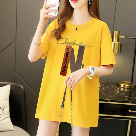 Aomanlu T-shirt women's short-sleeved pure cotton summer wear 2023 new summer women's half-sleeved loose student tops women's mid-length 6135# white collection priority delivery