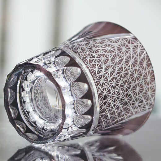 Chizhi Edo Kiriko Bohemian whiskey cup handmade high-quality beer glass wine glass gift box cup glass purple chrysanthemum 220ml 1 piece