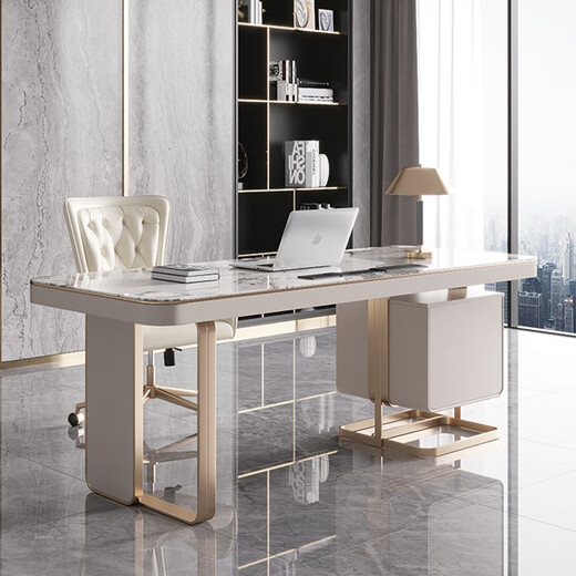 Jiangjixuan light luxury high-end Italian slate study computer desk and chair combination modern simple large and small apartment calligraphy and painting desk home furniture bedroom bright slate calligraphy desk bright slate desk + book chair 140*70*75