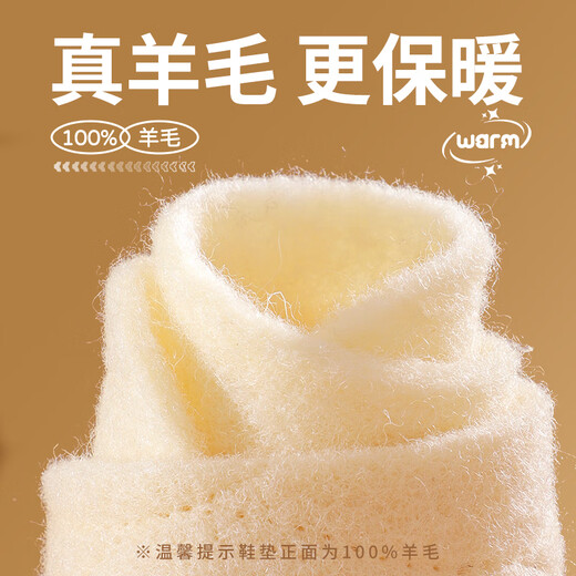 Antarctic 2 pairs of cork wool warm insoles for women, thickened plus velvet, sweat-absorbent cotton insoles for men, winter, 100% wool 38