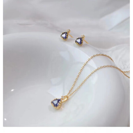 Fat Donglai's same style tanzanite necklace Japanese natural 18K gold light luxury amethyst pendant Tanzanite necklace