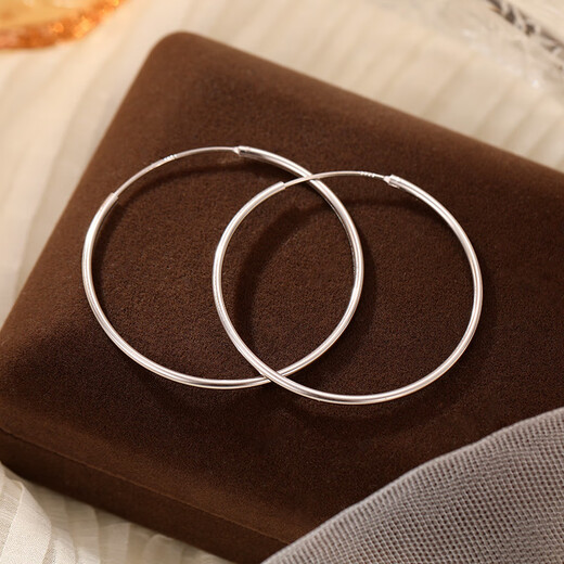 Yijin 925 sterling silver large hoop earrings 2025 new Korean temperament internet celebrity earrings earrings girl birthday gift glossy silver earrings 40mm