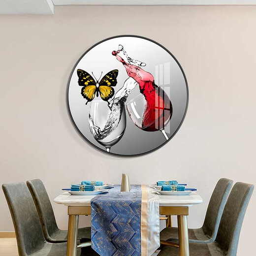 
Mo Hua Lulin Restaurant Decorative Painting Modern Simple Dining Table Hanging Painting Restaurant Mural Entrance Entrance Entrance Cabinet High-end Painting Dining Room Jiuyu Picture 05 Pair of Wine Ding Song 12354 Crystal Porcelain Painting-diameter 40 black frame (gold frame requires notes