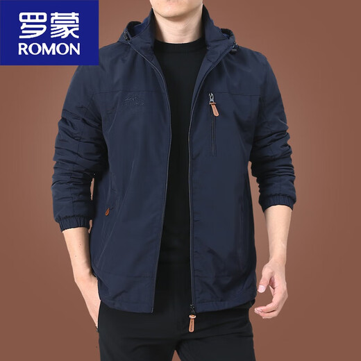 罗蒙（ROMON）户外男士外套秋冬季2025新款中年男装秋装上衣服加绒夹克男春秋厚 9898深蓝 款 加绒 2XL