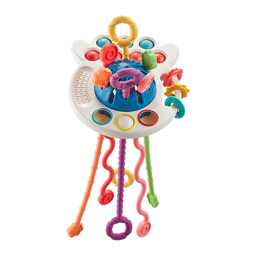 
Exhale Baby Can bite 6 months fun finger excitement toys can press the enlightenment early education toys Octopus Lala Le [Blue]