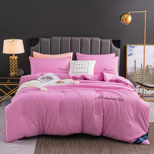 Xuhexiang Washed Quilt Cover Four-Piece Set Four Seasons Universal 2022 New Student Dormitory Summer Single Bed Multi-Piece Set Pink 1.8 Bed [Quilt Cover 200x230] Four-Piece Set