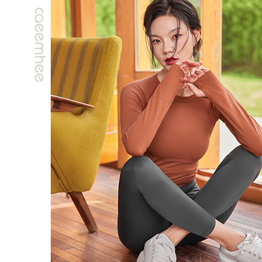 CAEEMHEE yoga clothes for women spring and summer all-in-one woven long-sleeved fitness tops professional high-end fashion Pilates training clothes for women Egret color long M