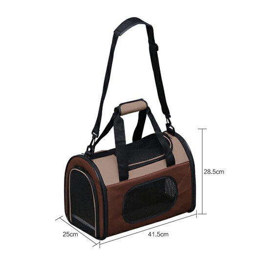 IRIS cat bag, dog bag, pet handbag, double-sided expansion and folding, portable, car-mounted, large-space, hand-held crossbody for cats, small brown, load capacity within 5kg, foldable