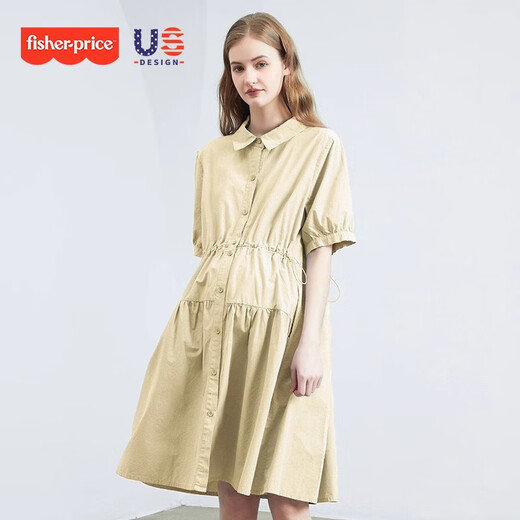 Fisher-Price (Fisher-Price) American Fisher Mutterschaftskleid Frühlings- und Sommer-Kleid mit reinem Baumwollstillungskleidung modische Mutterschaftskleid Frauen modische Sommerkleiderwolke Blaues Kleid + Hautfarbe Sicherheitshose M [100-120jin [Jin gleich 0,5 kg] geeignet für das Tragen]