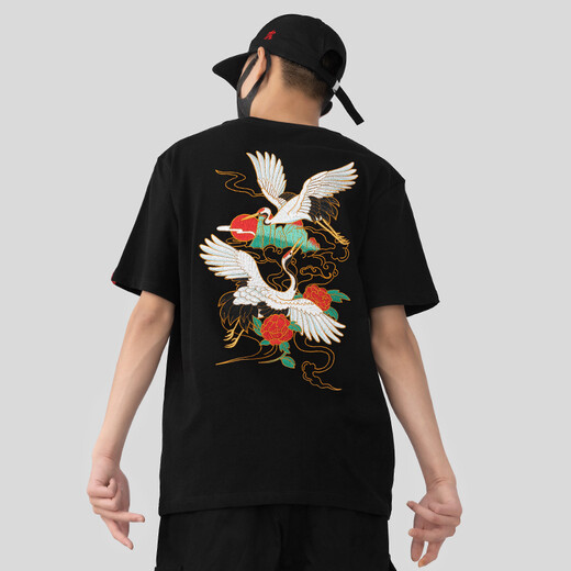 
Denon supreme short-sleeved embroidered T-shirt for men and women fashion brand summer Chinese style Monkey King pure cotton loose national trend couple T-shirt T733 black M-size (recommended 95-115 Jin [Jin equals 0.5 kg])