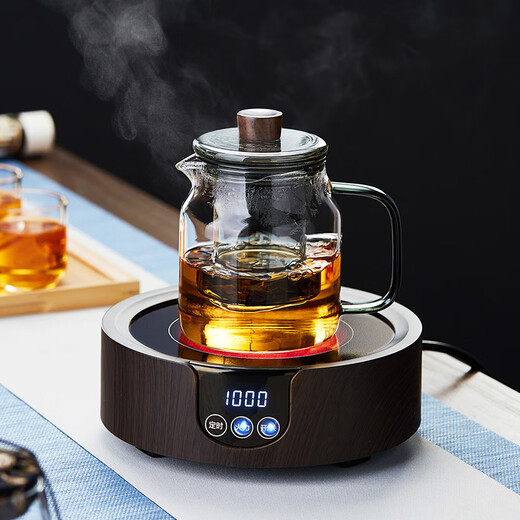 Mesni Teapot Glass Teapot Set Tea Maker Kung Fu Short Cup Dark Color Thickened Glass Flower Teapot