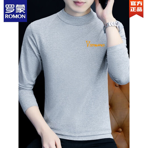 Romon Winter Winter Men's Turtleneck Ropa de otoño Algodón Camisa base de manga larga Slim Half Turtleneck Camiseta Inner Stand-Up Camship YPC6187 Negro [Half Turtleneck] M Recomendado 100-115 Jin [Jin equivale a 0.5 kg]